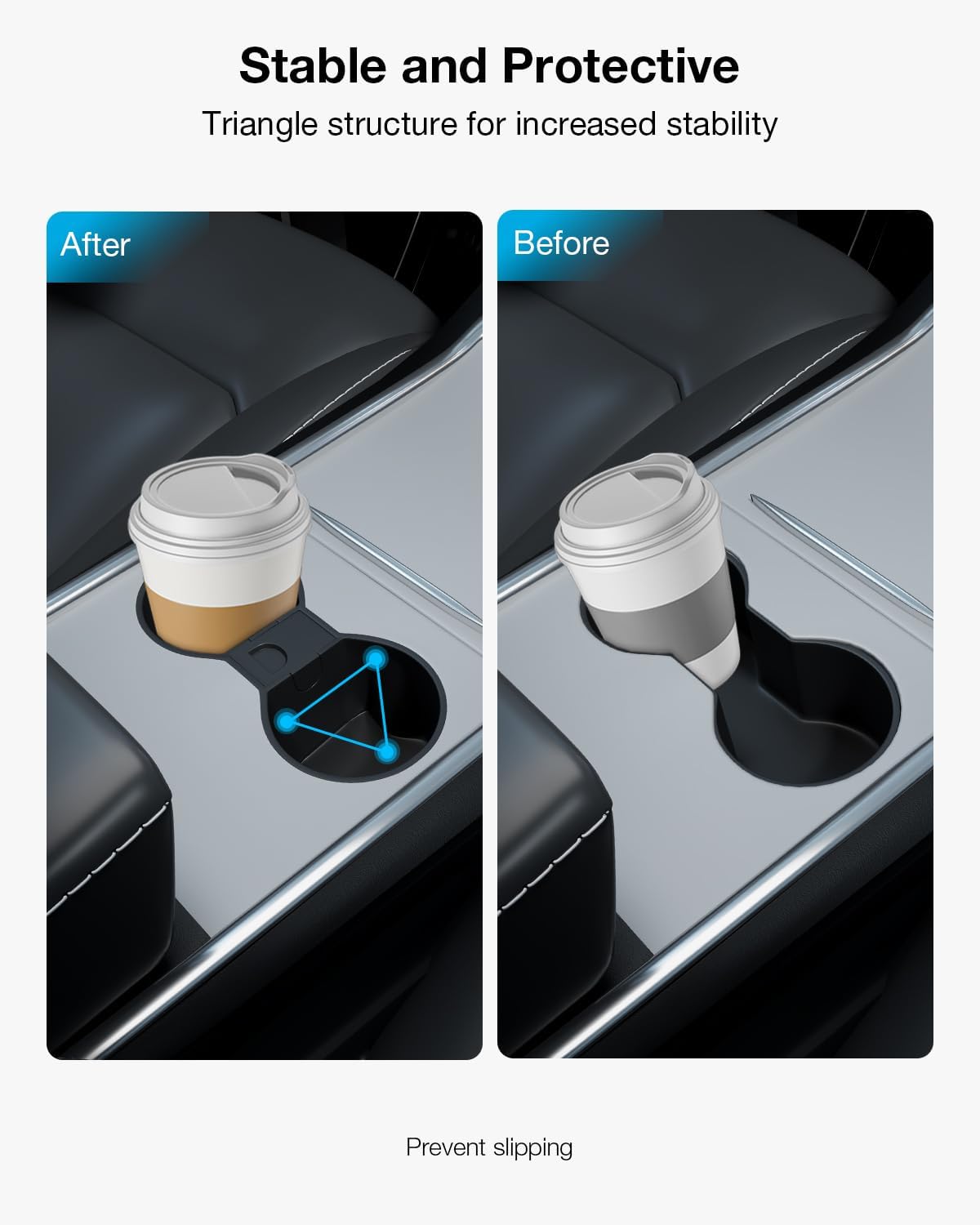 Wigoo Cup Holder Insert for Tesla Model Y/3