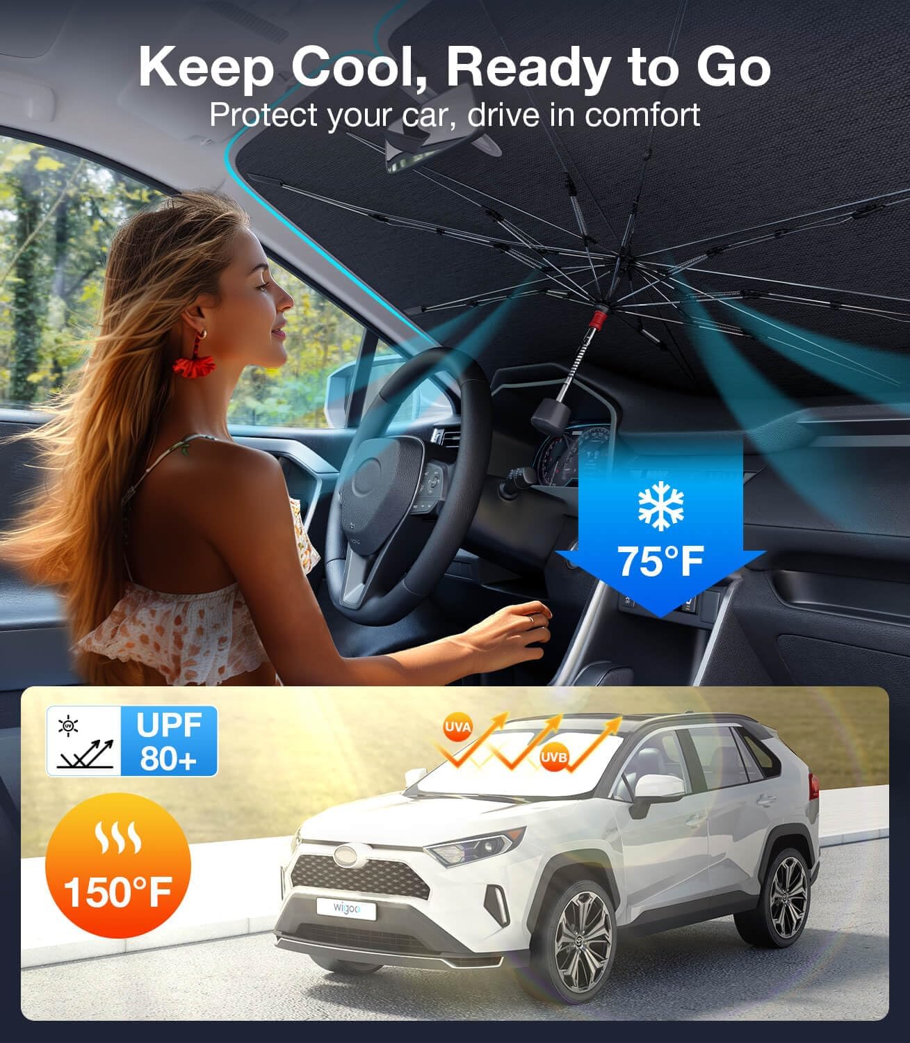 Wigoo Ice-Shield Sun Shade for Car Windshield for All Vehicle